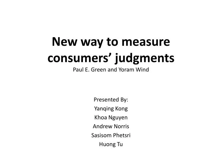 new way to measure consumers judgments paul e green and yoram wind