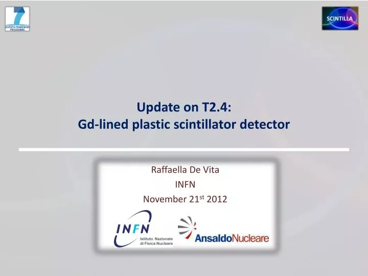 update on t2 4 gd lined plastic scintillator detector