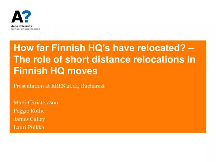 how far finnish hq s have relocated the role of short distance relocations in finnish hq moves