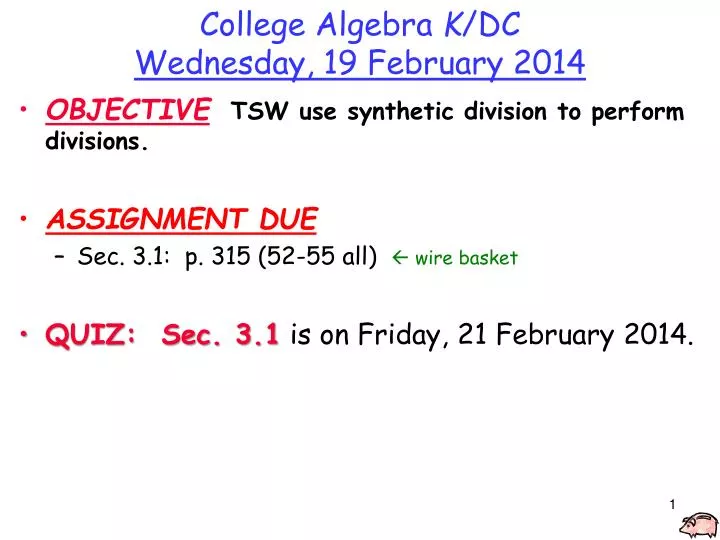 college algebra k dc wednesday 19 february 2014