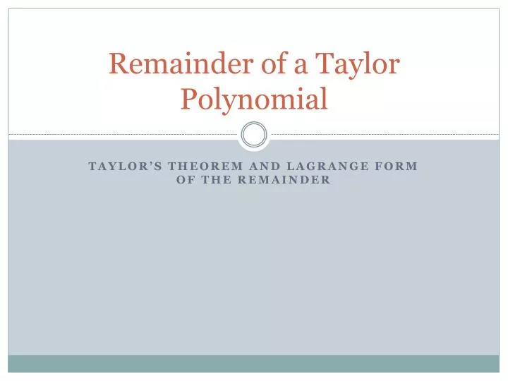 remainder of a taylor polynomial