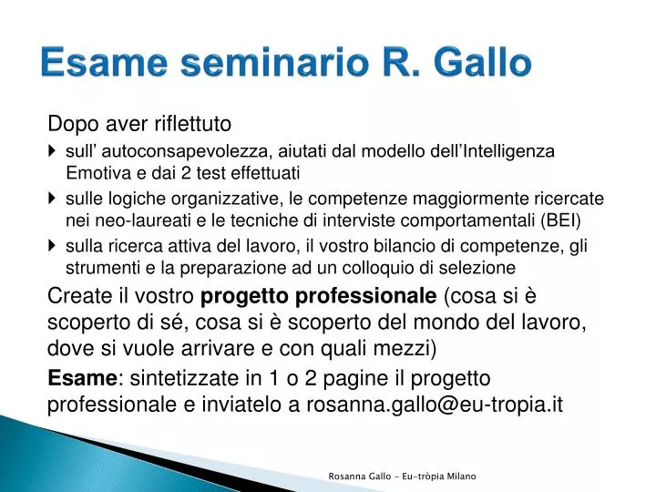 esame seminario r gallo