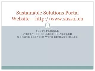 Sustainable Solutions Portal Website – sussol.eu