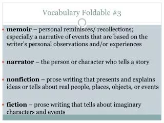 Vocabulary Foldable #3
