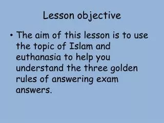 Lesson objective