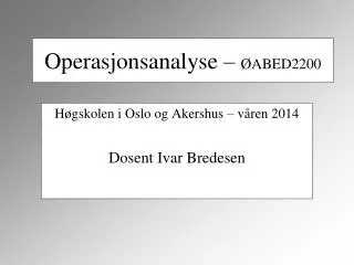 operasjonsanalyse abed2200