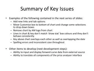 Summary of Key Issues
