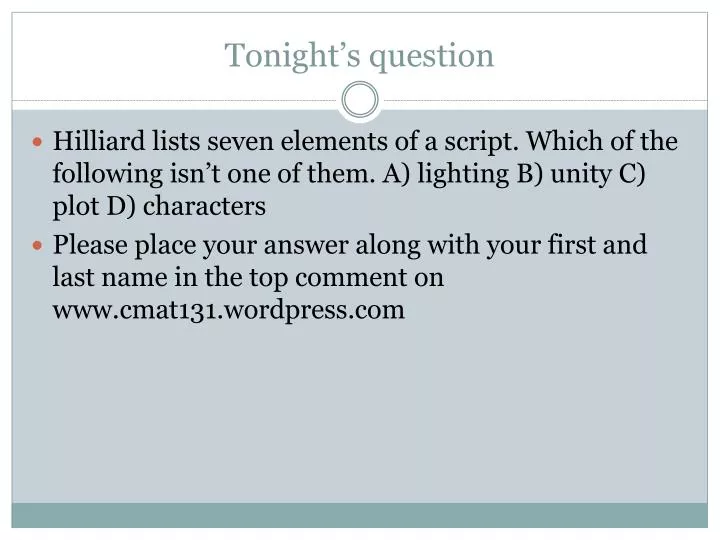 tonight s question