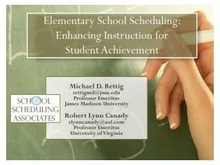 Elementary School Scheduling: Enhancing Instruction for Student Achievement