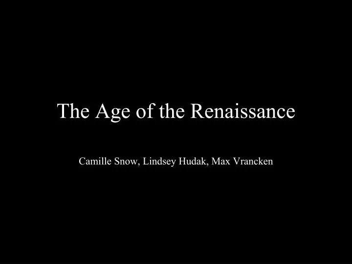 the age of the renaissance