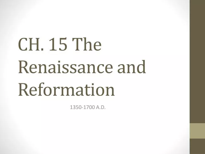 ch 15 the renaissance and reformation