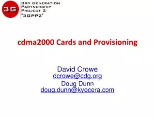 cdma2000 Cards and Provisioning
