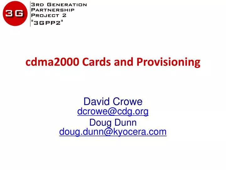 cdma2000 cards and provisioning