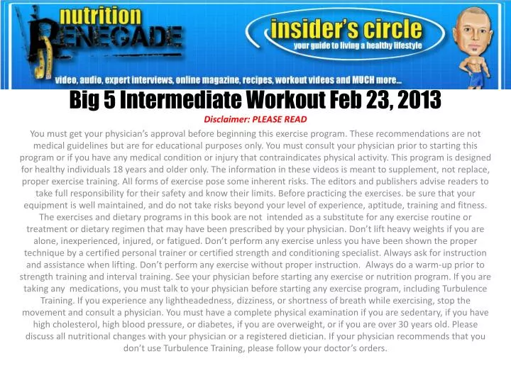 big 5 intermediate workout feb 23 2013
