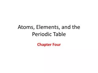 Atoms, Elements, and the Periodic Table