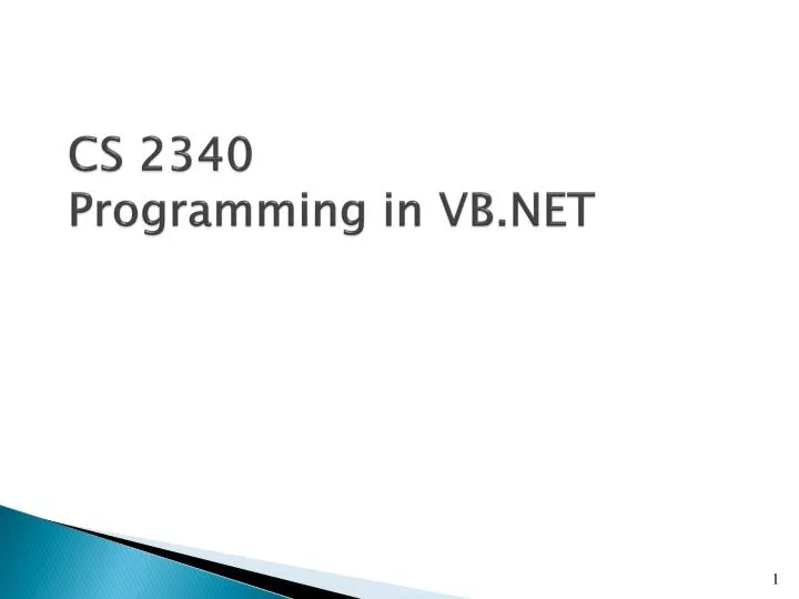 cs 2340 programming in vb net