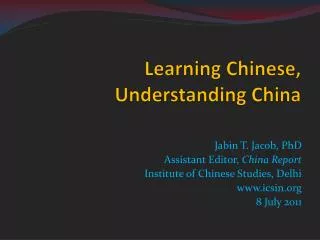 Learning Chinese, Understanding China