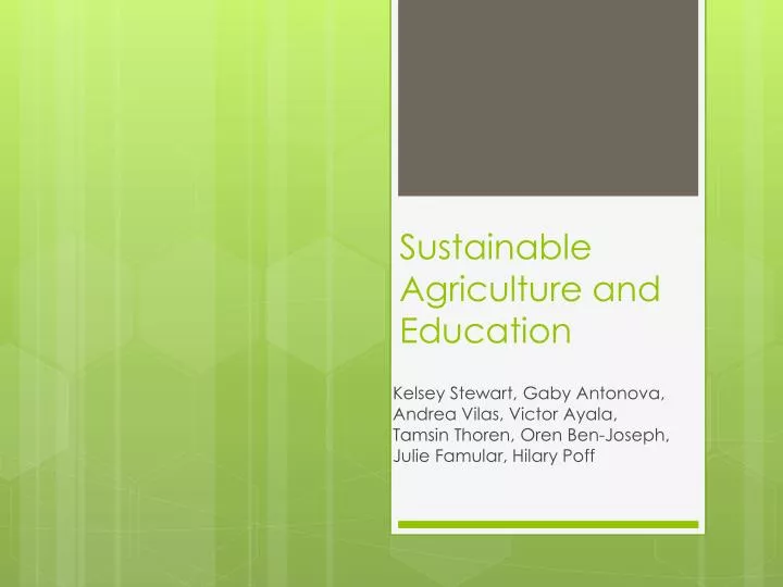 sustainable agriculture and education
