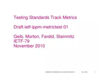 Draft-ietf-ippm-metrictest-01 Proposed definition of easy and difficult metrics to be tested