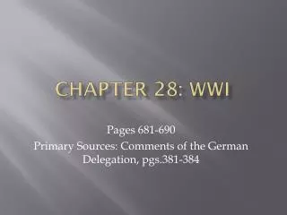 Chapter 28: WWI