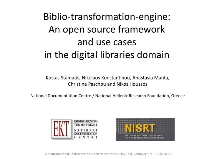 biblio transformation engine an open source framework and use cases in the digital libraries domain