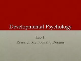 Developmental Psychology