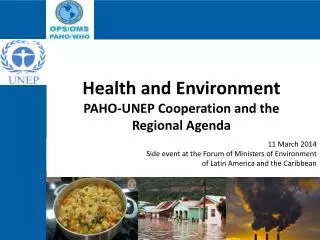 Health and Environment PAHO-UNEP Cooperation and the Regional Agenda