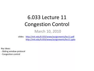 6.033 Lecture 11 Congestion Control