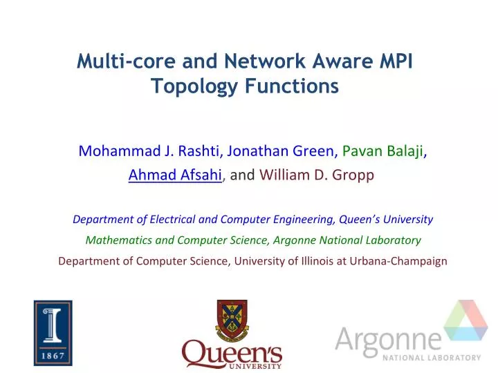 multi core and network aware mpi topology functions