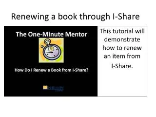 Renewing a book through I-Share