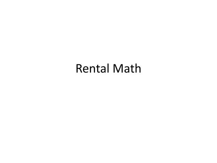 rental math