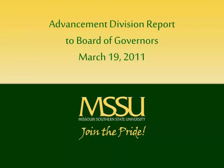 advancement division report to board of governors march 19 2011