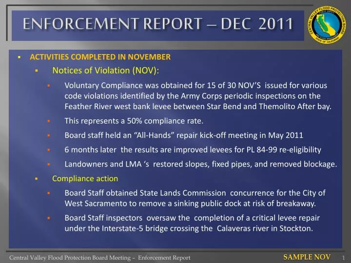 enforcement report dec 2011