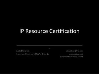 IP Resource Certification