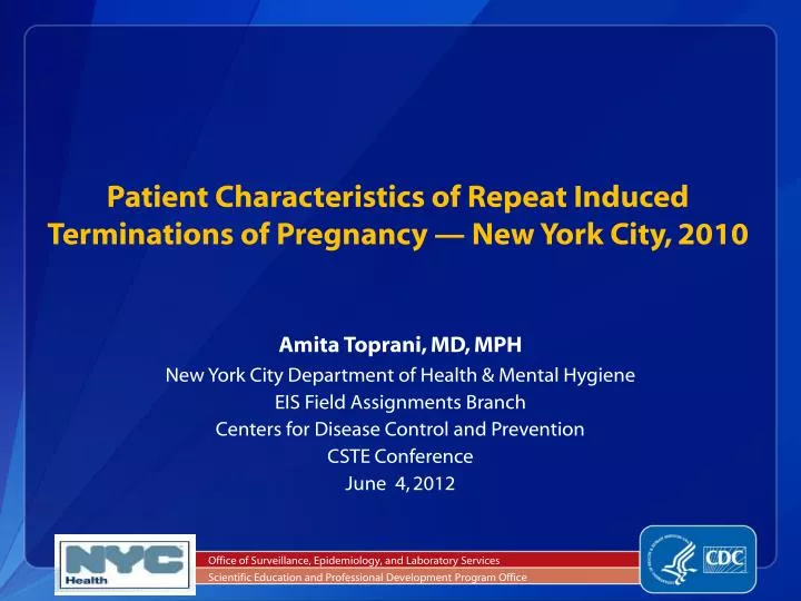 patient characteristics of repeat induced terminations of pregnancy new york city 2010