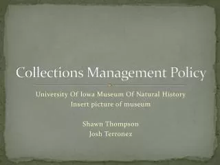 Collections Management Policy