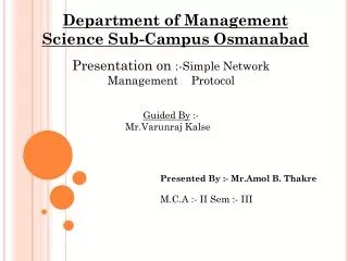 Department of Management Science Sub-Campus Osmanabad