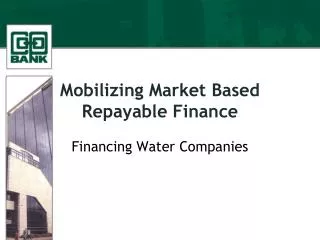 Mobilizing Market Based Repayable Finance