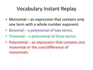Vocabulary Instant Replay
