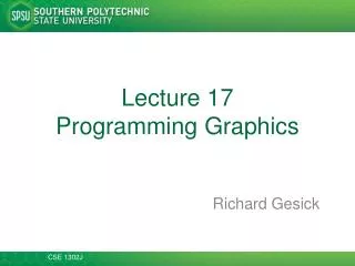 Lecture 17 Programming Graphics