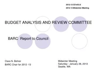 BUDGET ANALYSIS AND REVIEW COMMITTEE