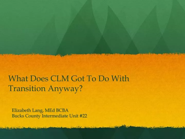 what does clm got to do with transition anyway