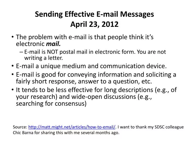 sending effective e mail messages april 23 2012
