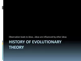 History of Evolutionary Theory