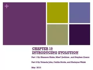 Chapter 19 Introducing Evolution