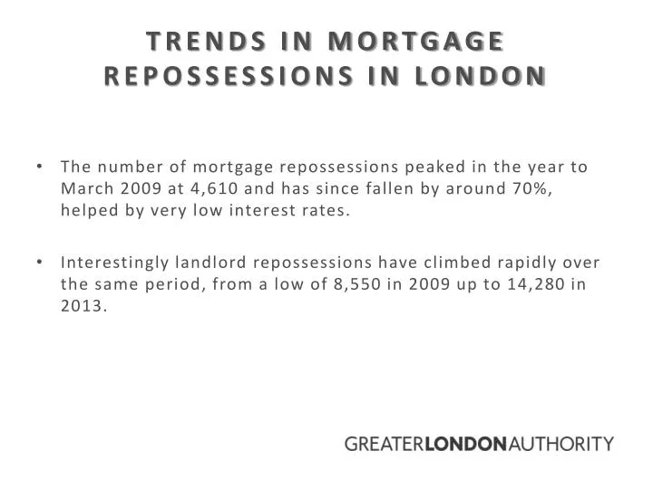 trends in mortgage repossessions in london