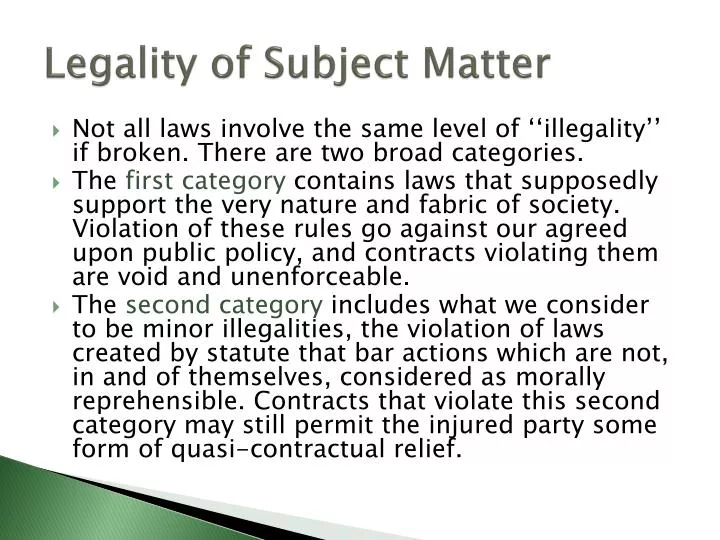 legality of subject matter
