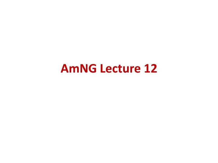 amng lecture 12