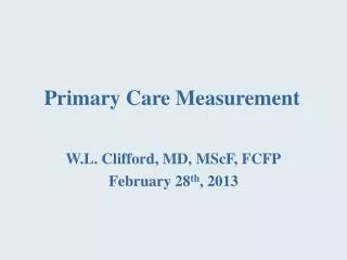 Primary Care Measurement