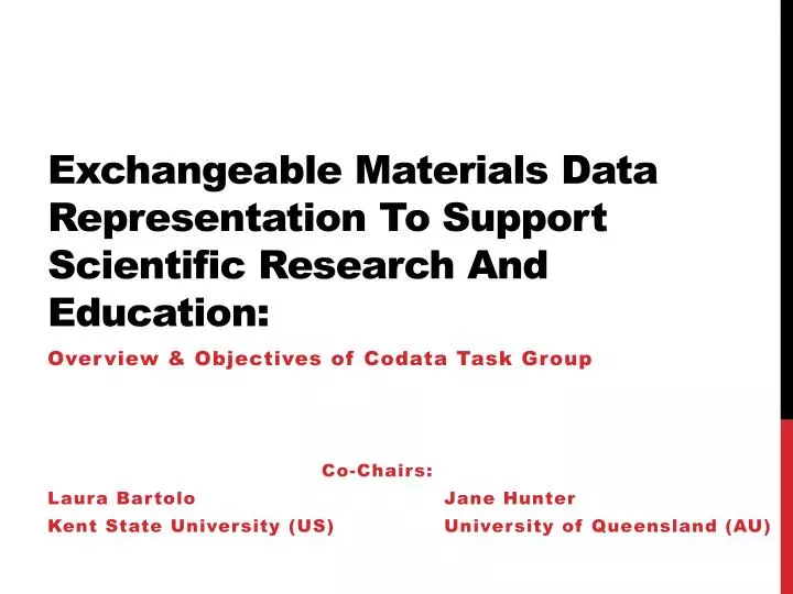 exchangeable materials data representation to support scientific research and education